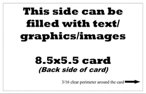 Example of back side of 8.5 x 5.5 printed card by AApplied Mailing Service, Citrus Heights, CA